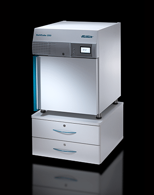 Hettich HettCube 200 incubator on rolling cabinet