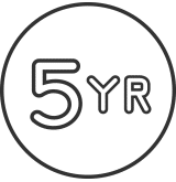 Five 5 Year Warranty Icon