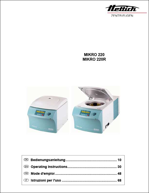 MIKRO 220 R Operator’s Manual Hettich