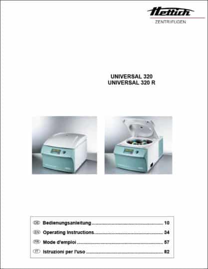 Hettich UNIVERSAL 320 AND UNIVERSAL 320 R benchtop centrifuge sell sheet