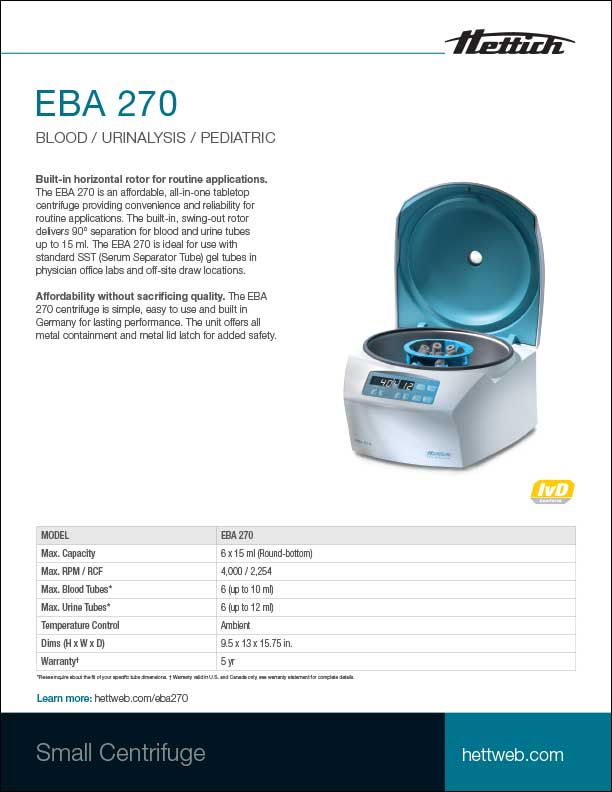 EBA 270 Product Sheet | Hettich North America