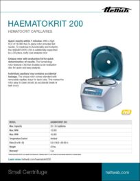 Hettich HAEMATOKRIT 200 small centrifuge sell sheet