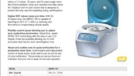 Hettich MIKRO 185 microliter, spin columns, pediatric micro centrifuge sell sheet