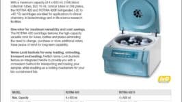 Hettich ROTINA 420 R benchtop centrifuge product sheet