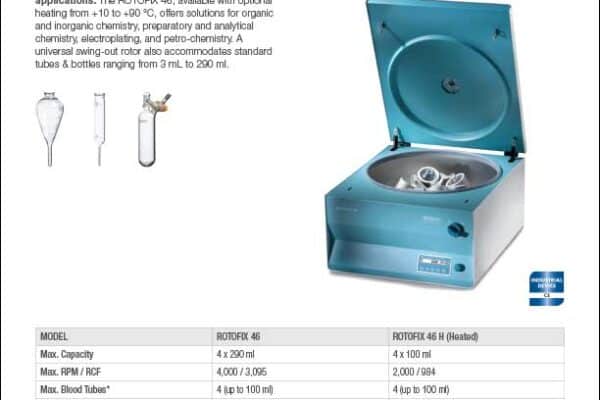 Hettich ROTOFIX 46 H benchtop centrifuge product sheet