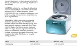 Hettich UNIVERSAL 320 R benchtop centrifuge product sheet