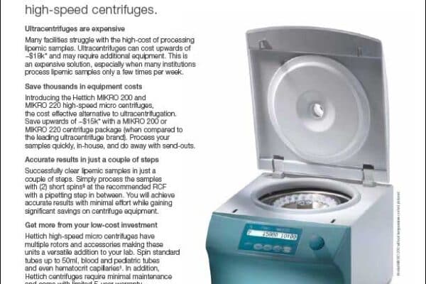 Hettich micro centrifuges sell sheets
