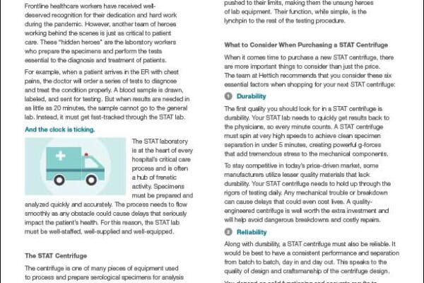 Hettich STAT centrifugation article