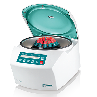 Hettich EBA 280 small centrifuge with lid open