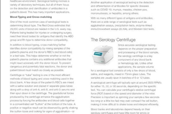 Serology centrifuge article