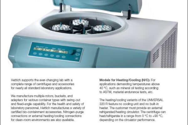 Hettich Heated/Cooled Benchtop and floor standing centrifuges product description