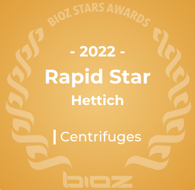 Hettich Centrifuges 2022 Rapid Star Bioz Stars Awards